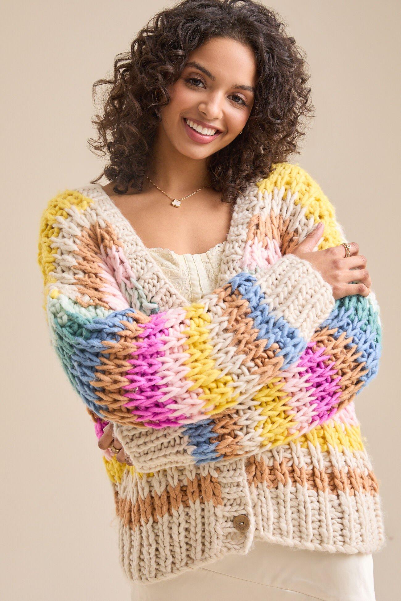 Edith Chunky Striped Cardigan Product Image