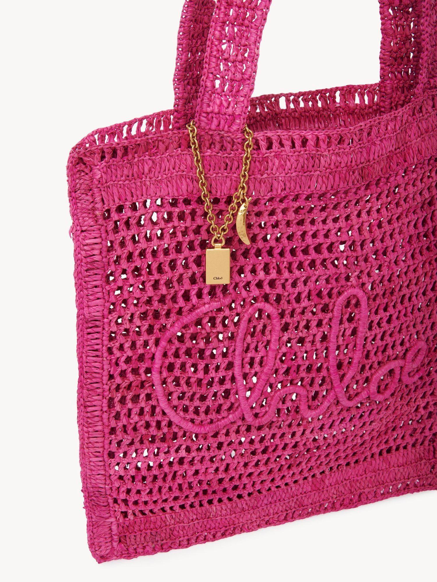 CHLOÉ Chloe Women Fuchsia Raffia Estate Banana Shopping Bag In Fuchsiarose Product Image