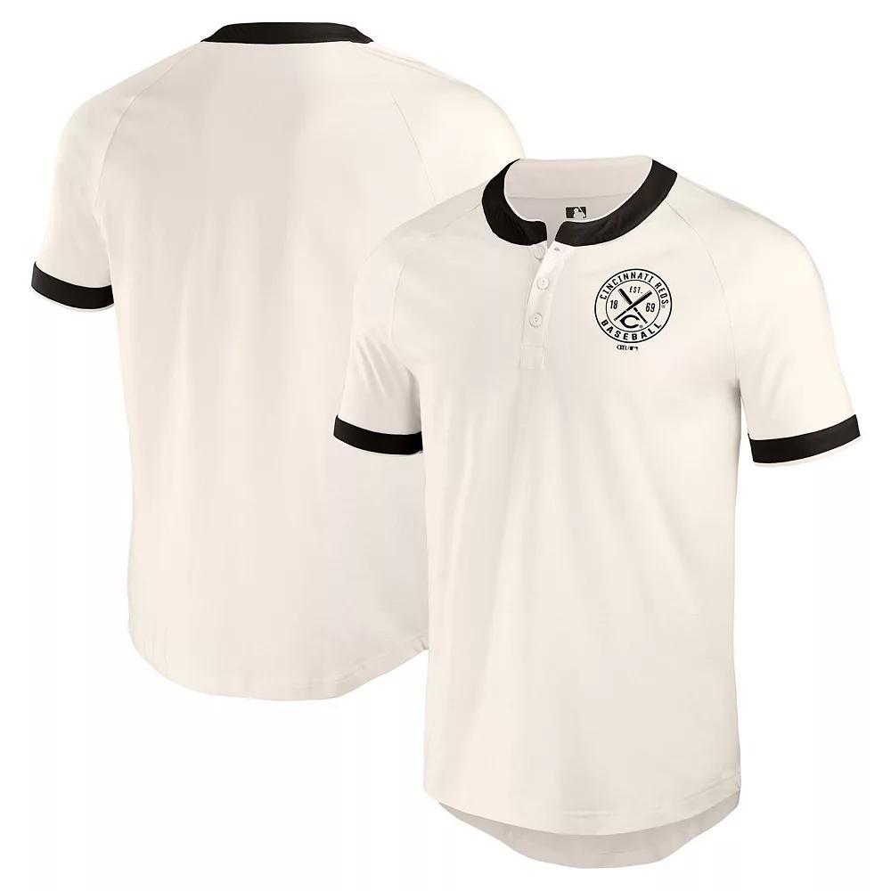 Men's Darius Rucker Collection by Fanatics White Cincinnati Reds Henley Raglan T-Shirt, Size: Small, Red White Product Image