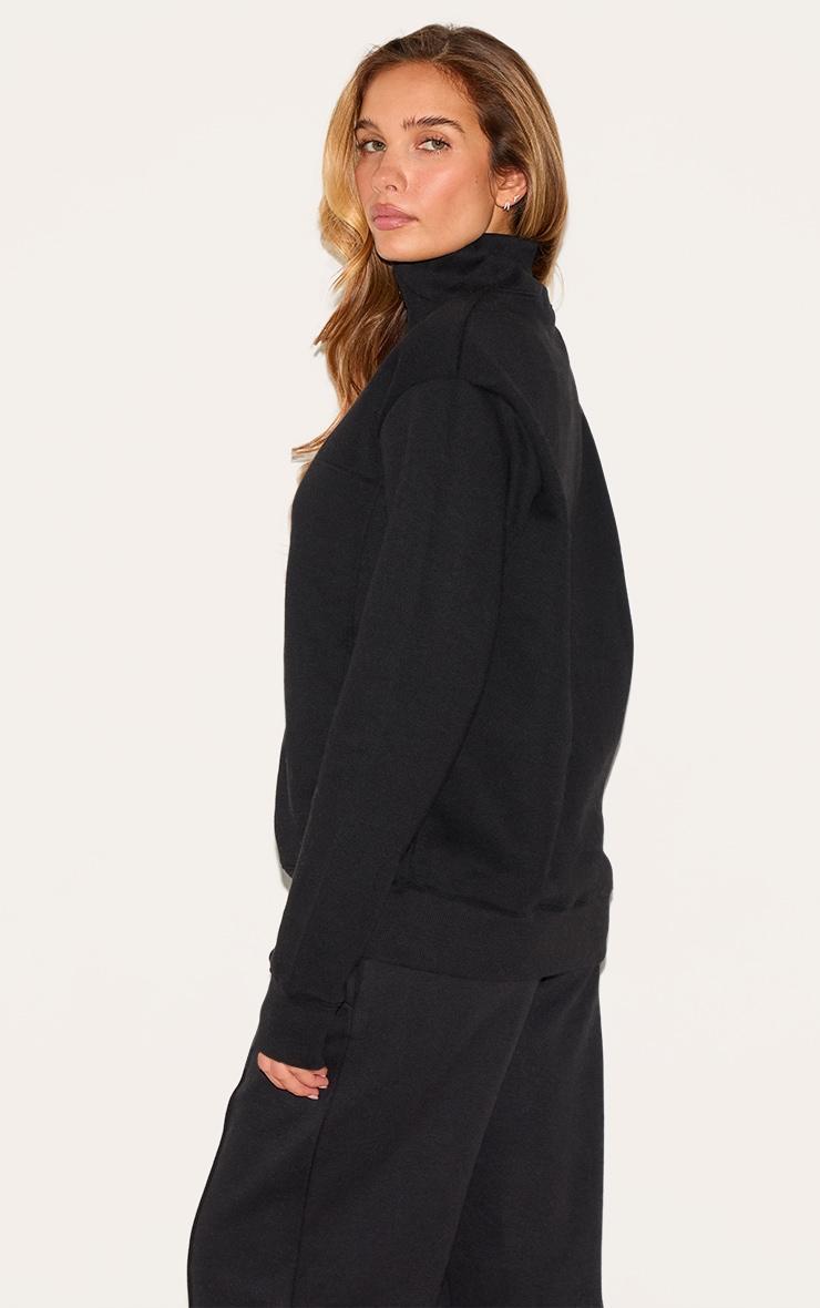 Black Seamed Detail Zip Through Track Top Product Image