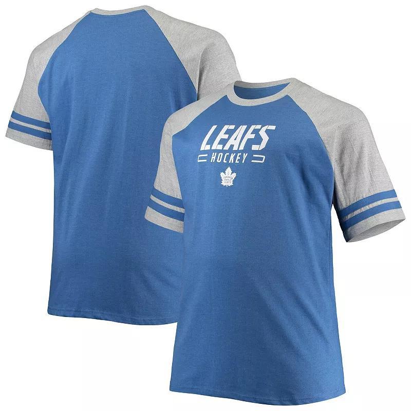 Mens Heathered Blue Toronto Maple Leafs Big & Tall Raglan T-Shirt Product Image
