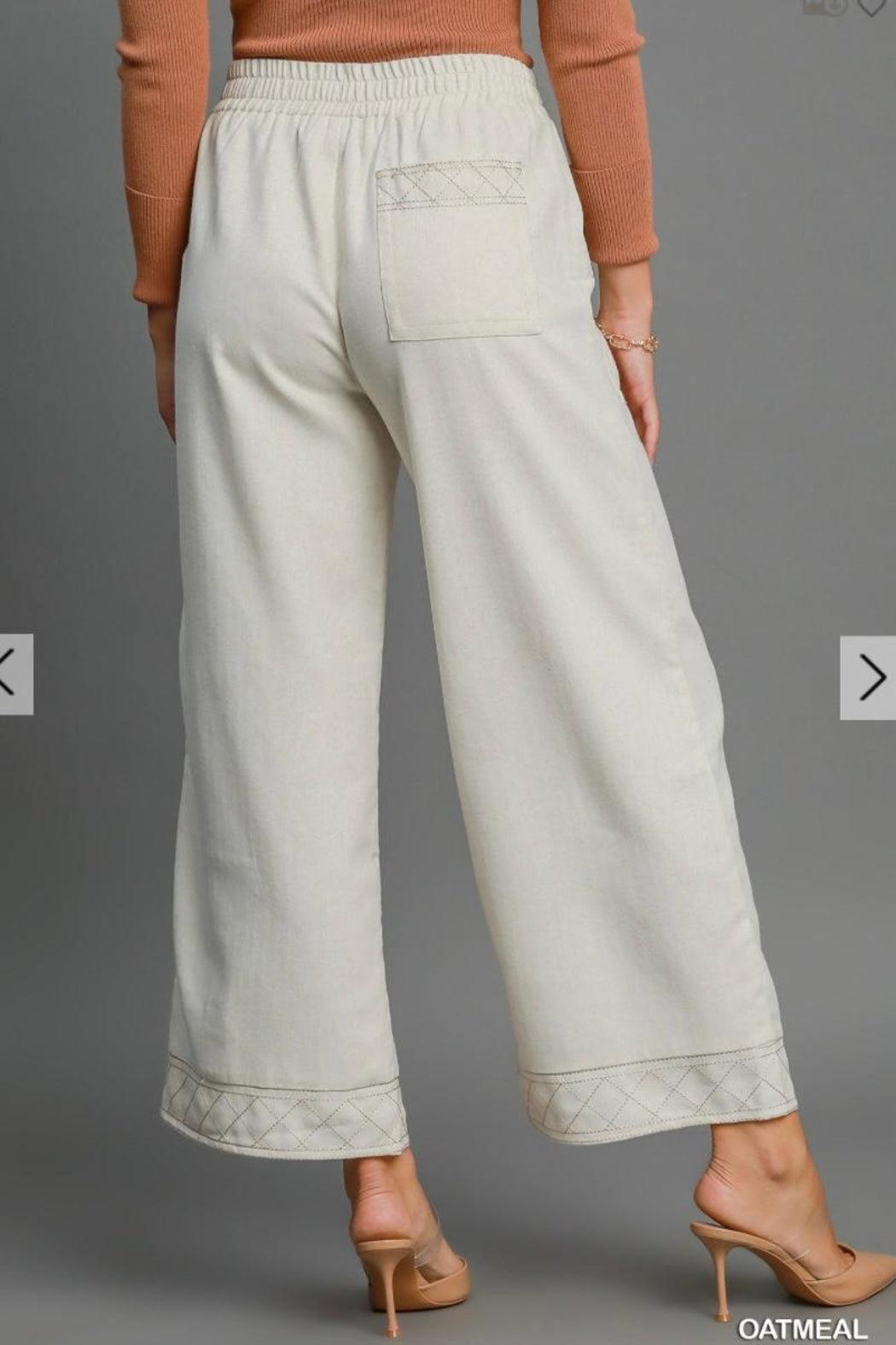 Pants, Embroidered Linen Blend Product Image
