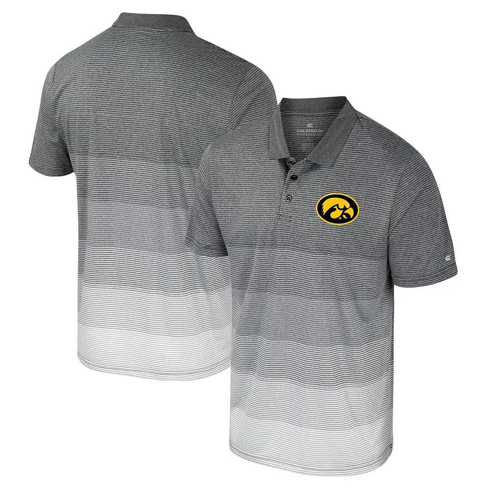 Men's Colosseum Gray Iowa Hawkeyes Striped Mesh Polo, Size: XL, Grey Product Image