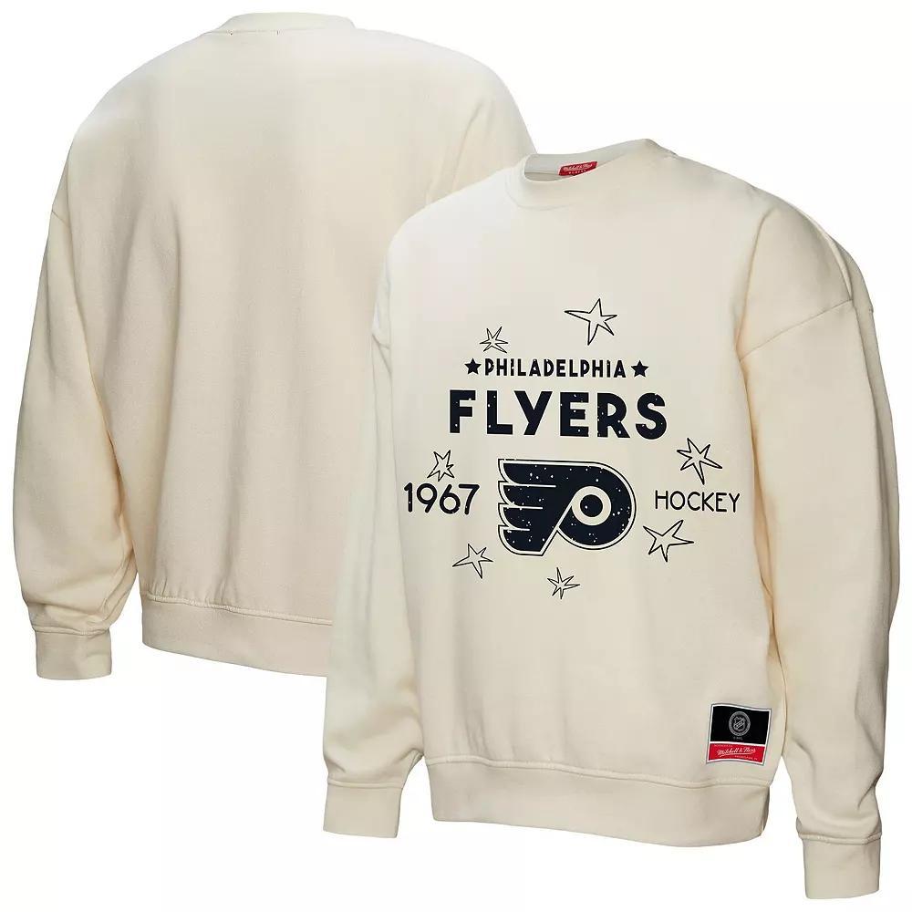 Women's Mitchell & Ness  Cream Philadelphia Flyers Logo 3.0 Pullover Sweatshirt, Size: Small, Fly Beige Product Image