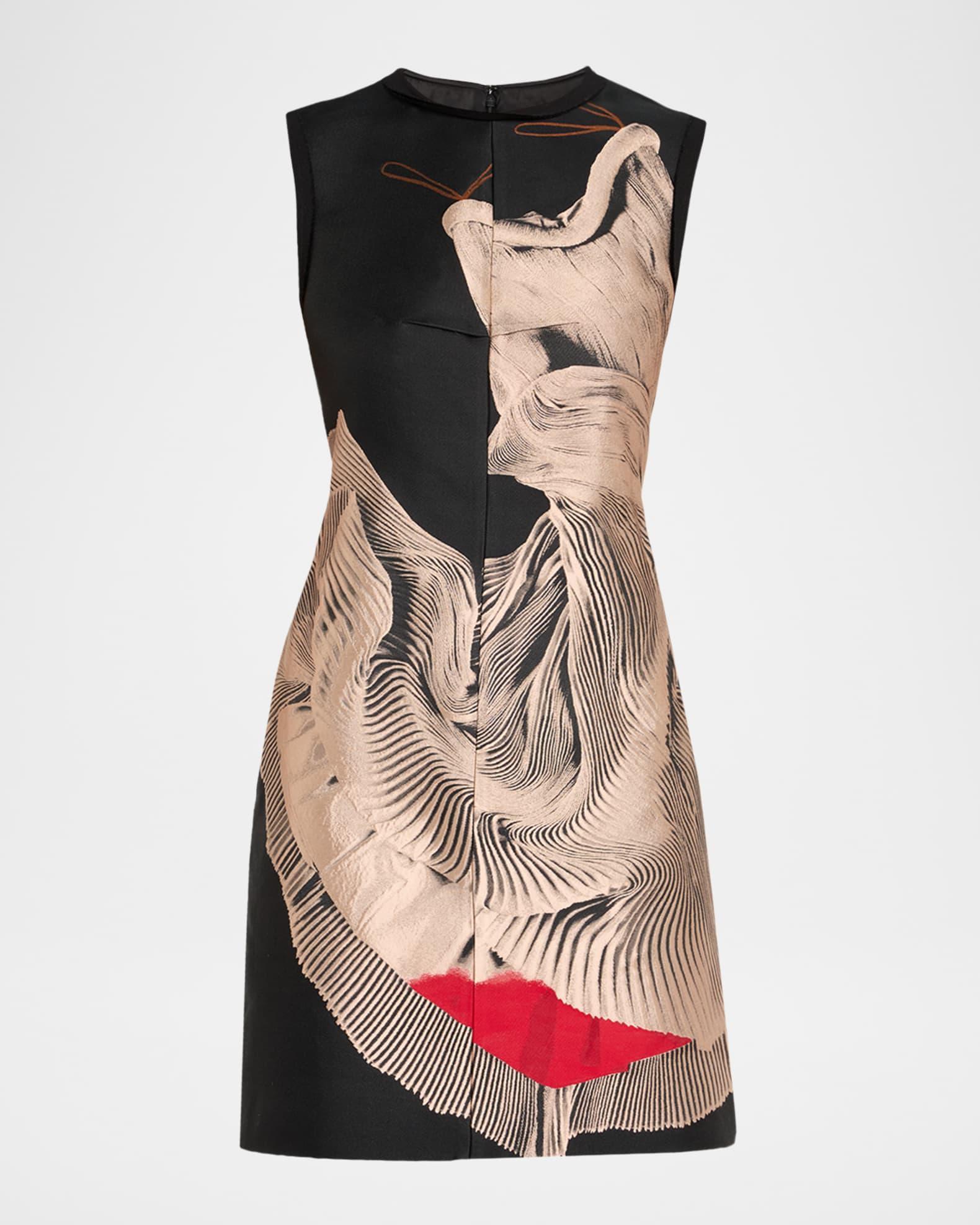 Dancing Pleat Jacquard Sleeveless Mini Dress Product Image
