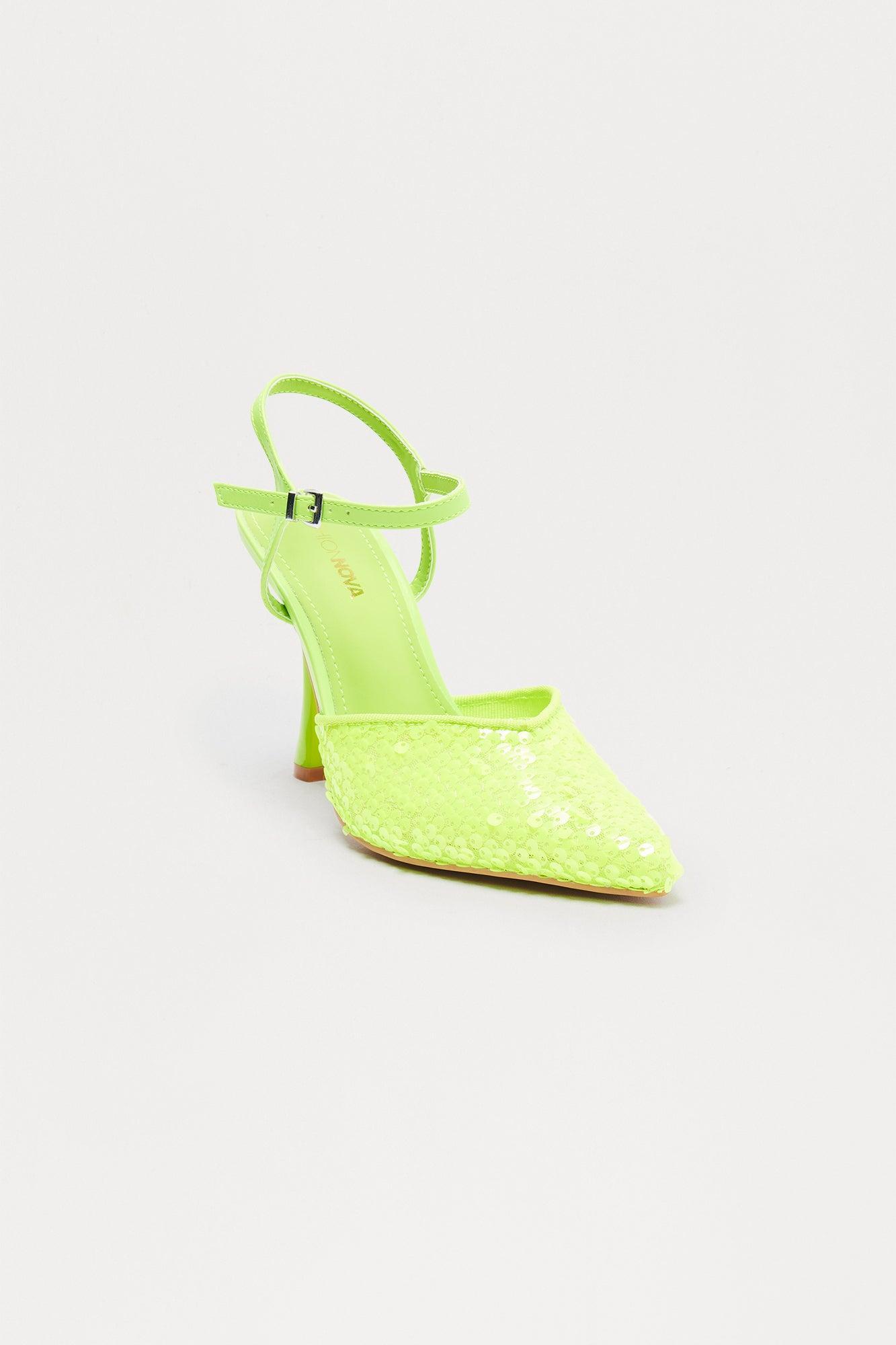 Glitz Sequin Pumps - Lime Product Image