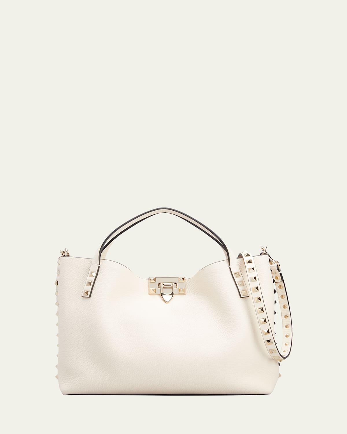 Womens Small Rockstud Grainy Calfskin Bag With Contrasting Lining Product Image
