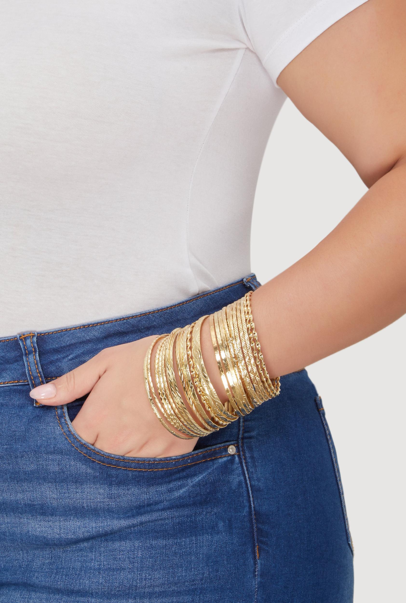 Plus Size Assorted Textured Bangles Set of 16 Male Product Image