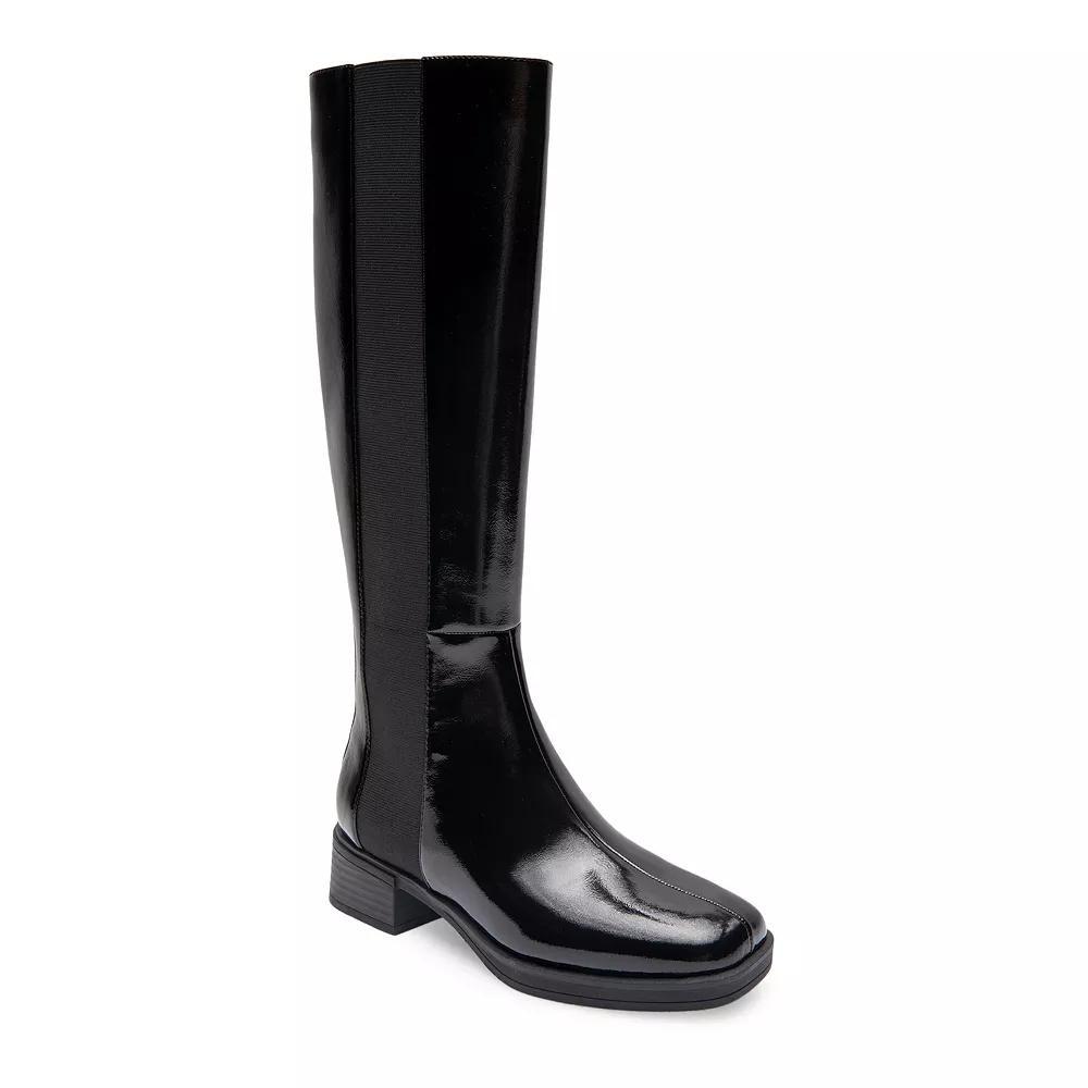 Aerosoles Daria Women's Knee-High Equestrian Boots, Size: 10, Black Patent Crinkled Product Image