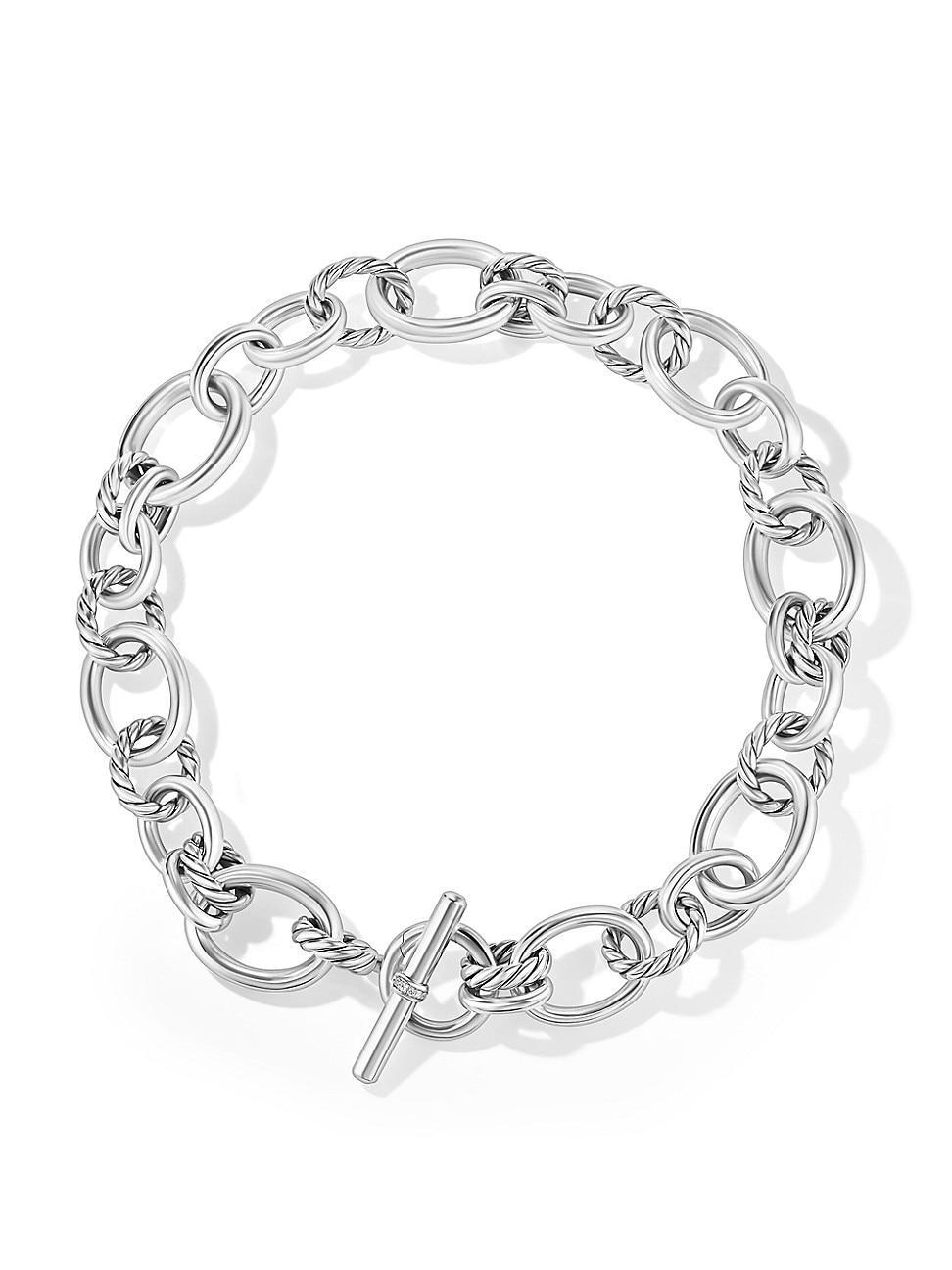 David Yurman Sterling Silver Mercer Diamond Polished Link Collar Necklace, 17 Product Image
