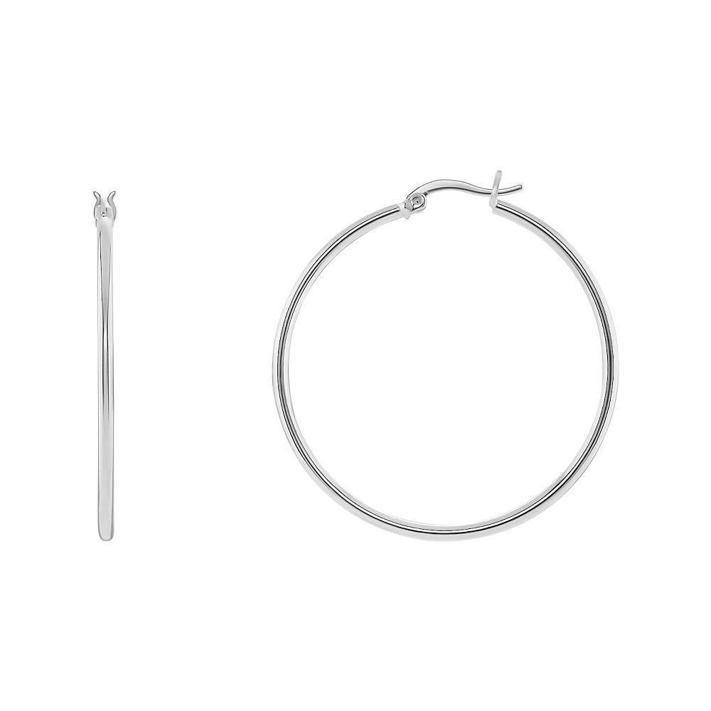 PRIMROSE Silver Tone Polished Hoop Earrings, Women's, Size: 60MM Product Image