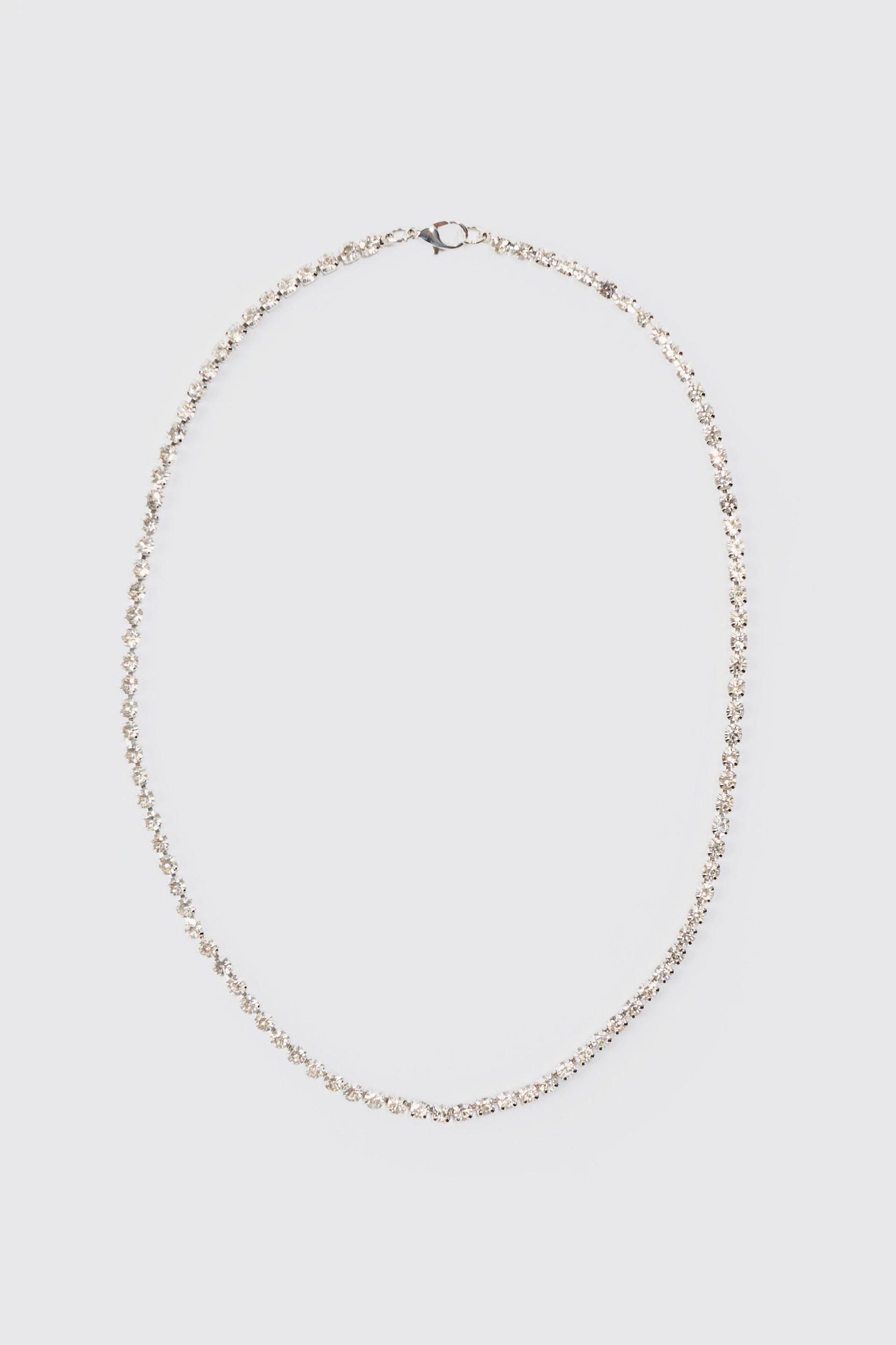 Iced Chain Necklace In Silver | boohooMAN USA Product Image