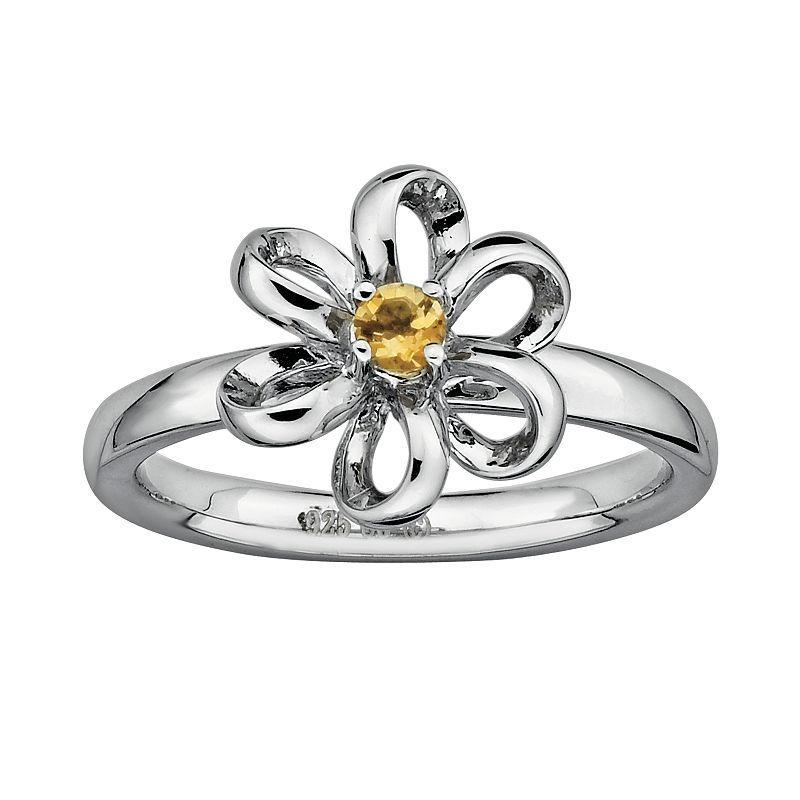 Stacks & Stones Sterling Silver Citrine Flower Stack Ring, Women's, Size: 5, Orange Product Image