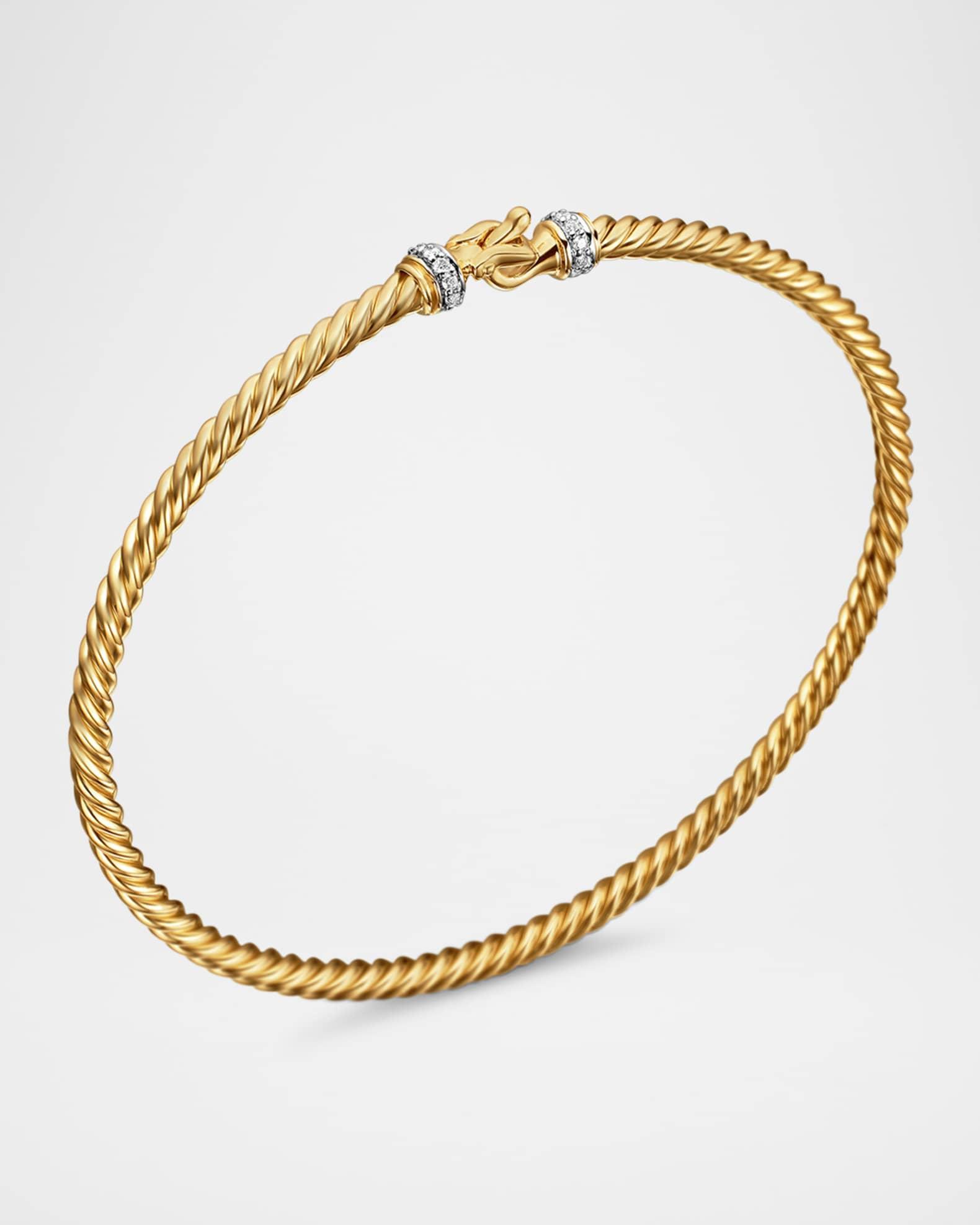 Cable Bracelet with Gemstone in Silver with 14K Gold, 5mm Product Image