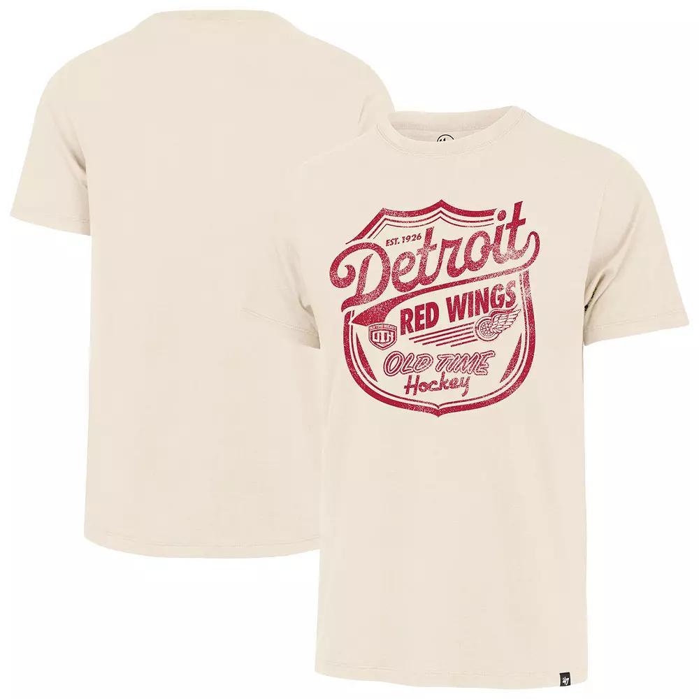 Men's '47  Cream Detroit Red Wings Poke Check Franklin T-Shirt, Size: Medium, Beige Product Image