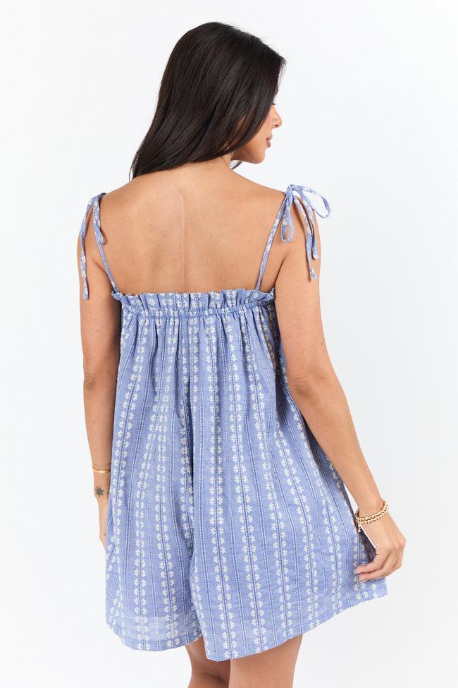 Following Along Blue Chambray Print Romper FINAL SALE Product Image