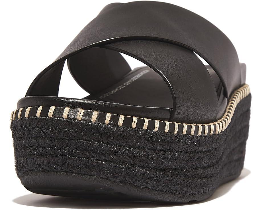 F-Mode Espadrille Leather Flatform Cross Slides Product Image