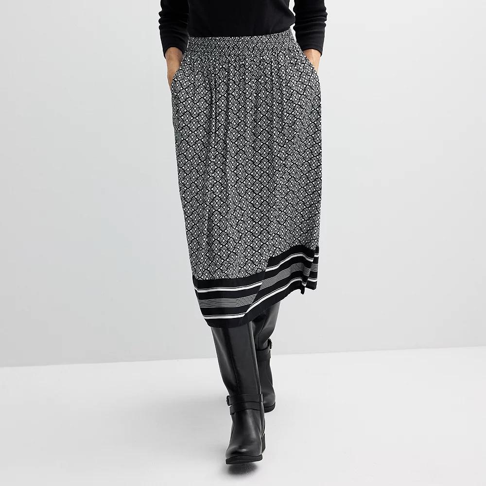 Petite Croft & Barrow Tiered Polished-Front Pull-On Skirt, Women's, Size: XL Petite, Black Chic Tile Product Image