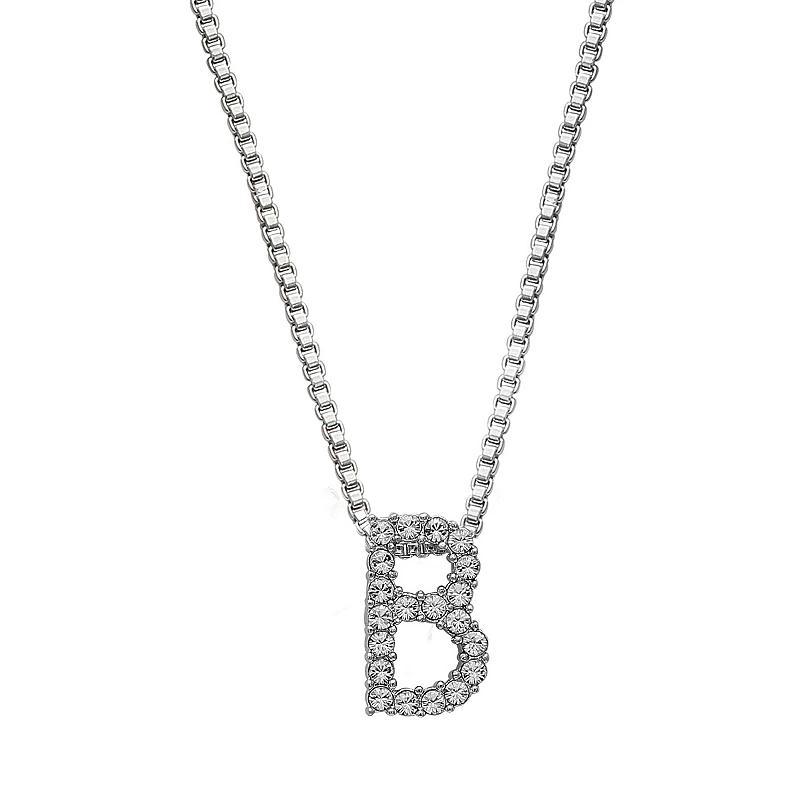 Brilliance Silver Plated Crystal Initial Pendant, Women's, Size: 18", Silver Tone G Product Image