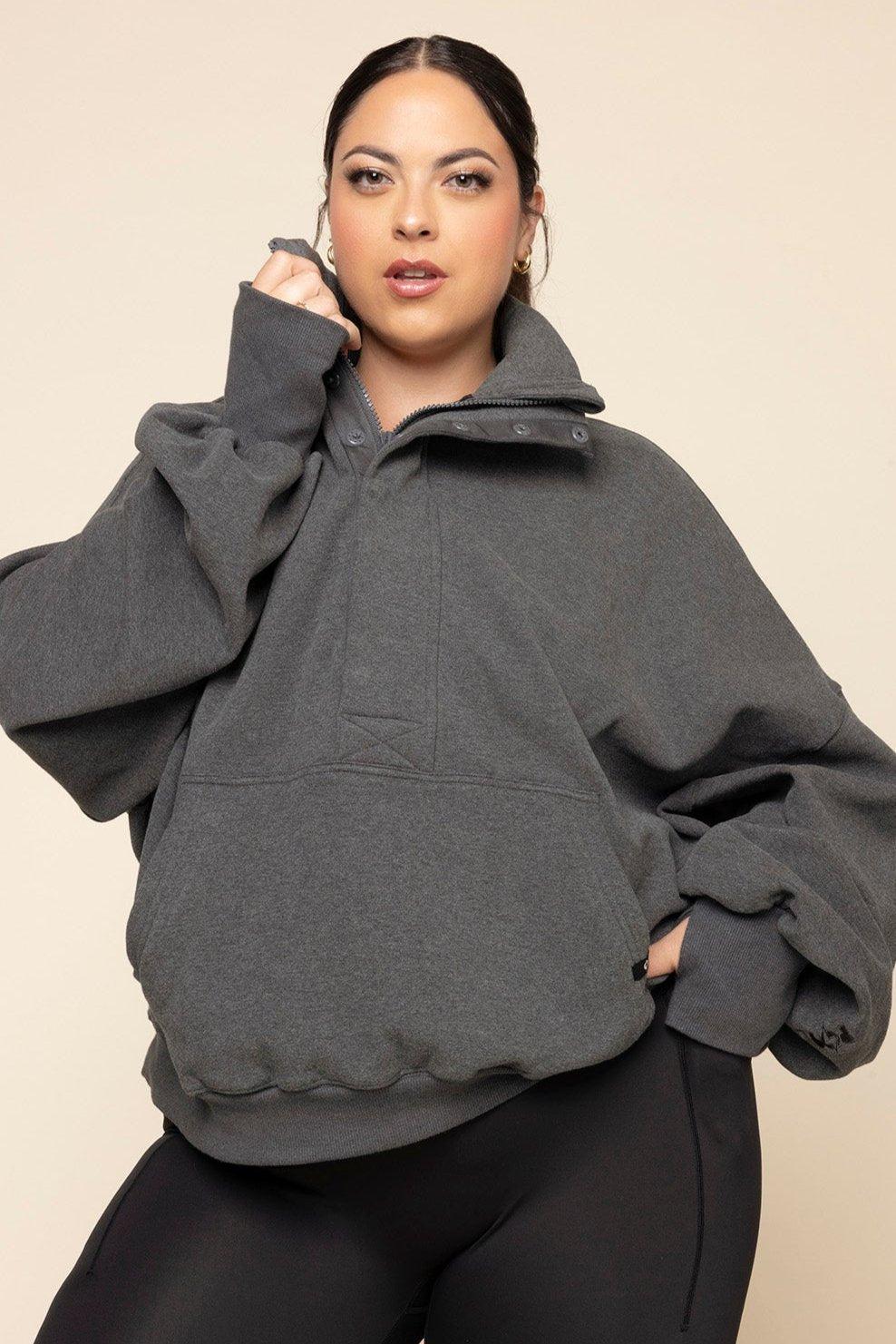 Ooey Gooey Half Zip Sweater - Charcoal Heather Product Image
