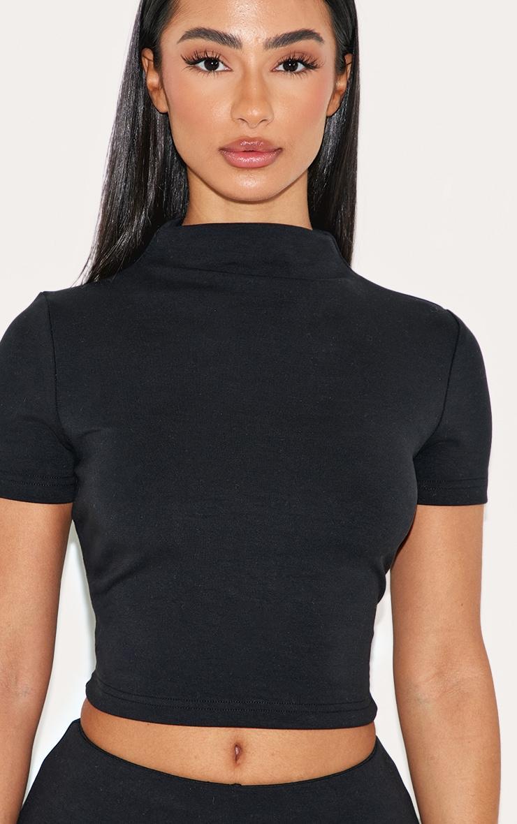 Petite Black Modal Cap Sleeve Crop Top Product Image