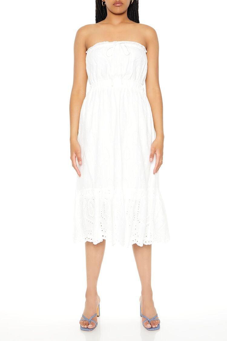 Strapless Eyelet Bow Midi Dress | Forever 21 Product Image