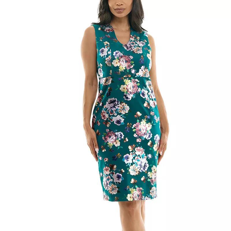 Womens Nina Leonard U-Neck Midi Dress Product Image
