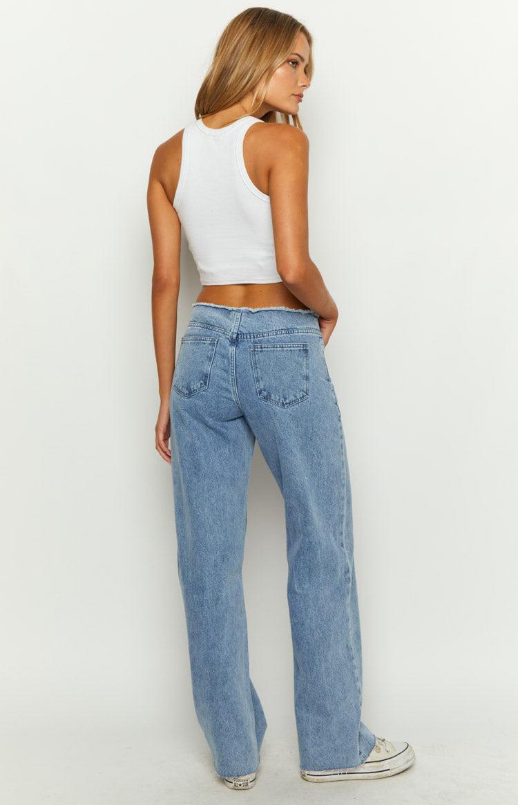 Austin Mid Rise Mid Wash Blue Denim Jeans Product Image