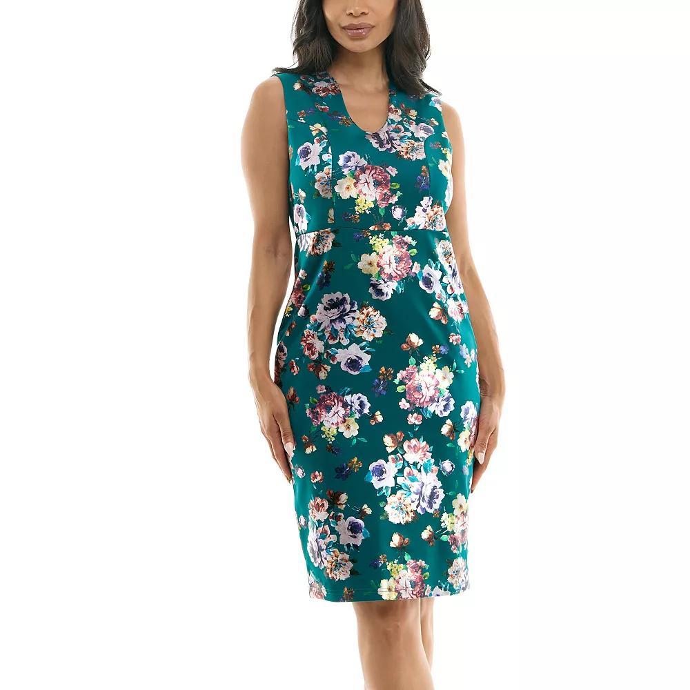 Womens Nina Leonard U-Neck Midi Dress Product Image
