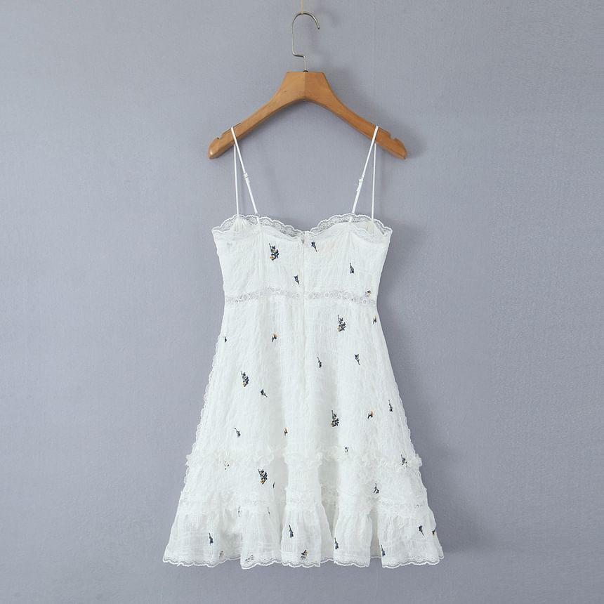 Spaghetti Strap Lace Mini A-Line Dress Product Image