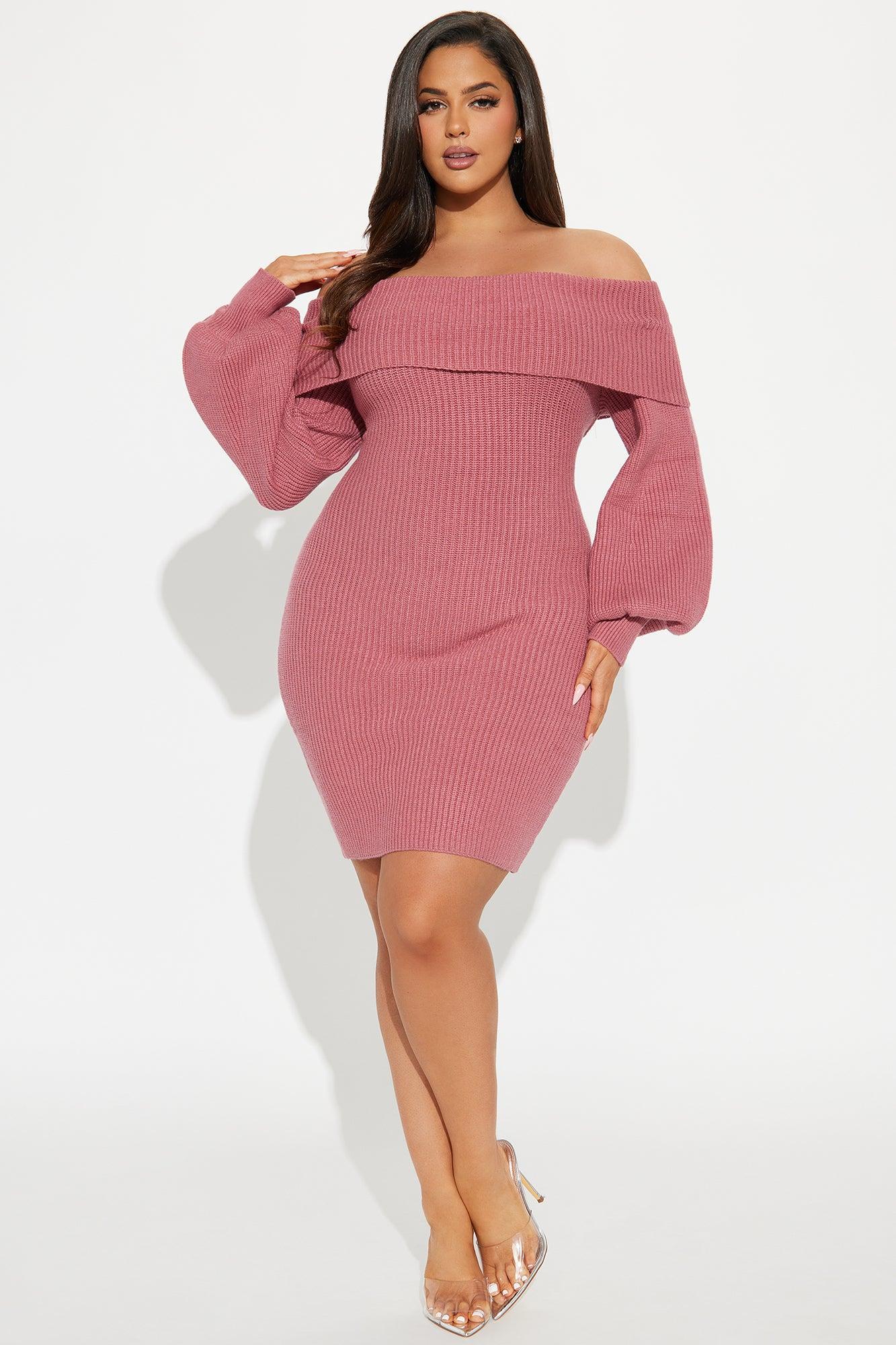 Faith Sweater Mini Dress - Pink Product Image