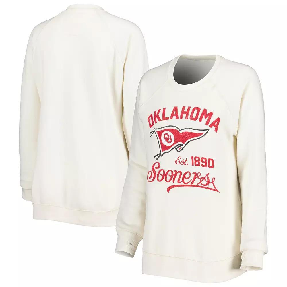 Women's Pressbox Cream Oklahoma Sooners Old Standard Pennant Knobi Raglan Pullover Sweatshirt, Size: Medium, Beige Product Image