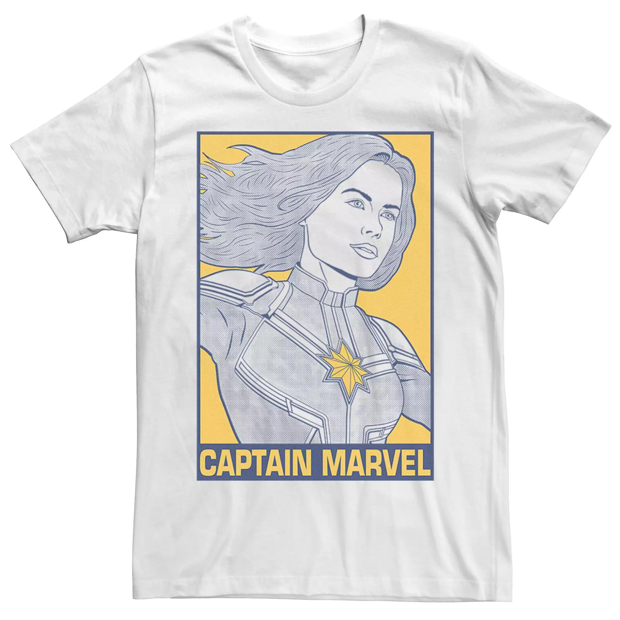 Men's Marvel Avengers Pop Captain Marvel Tee, Size: Small, White Product Image