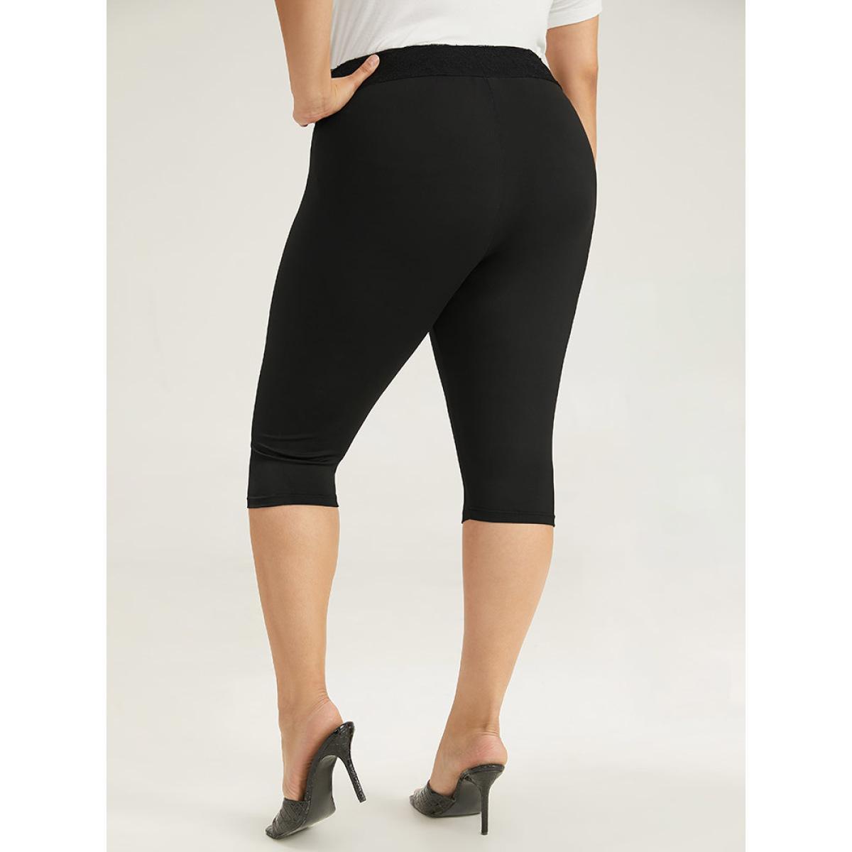 Plus Size High Rise Crochet Lace Skinny Leggings Women Black Elegant High stretch Skinny High Rise Dailywear Leggings BloomChic 22-24/3X Product Image