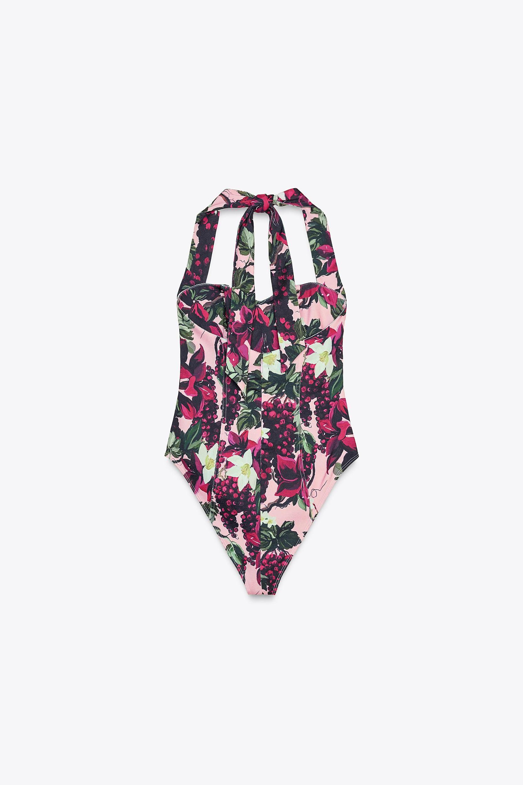 PRINTED HALTER BODYSUIT Product Image