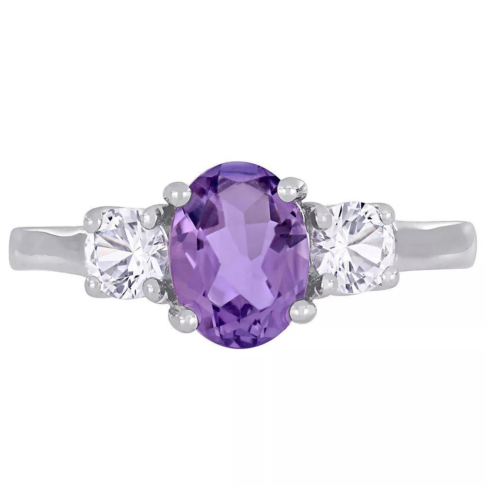 Stella Grace Sterling Silver Amethyst & Lab Created White Sapphire 3-Stone Ring, Women's, Size: 8 Product Image