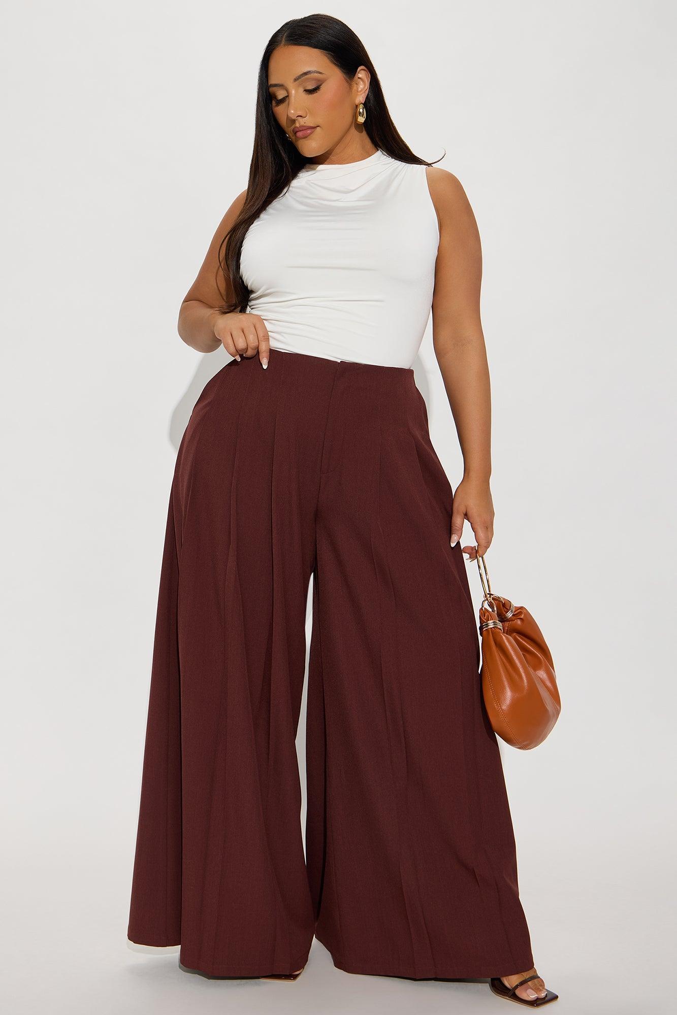 Florence Pleated Wide Leg Pant - Chocolate Product Image