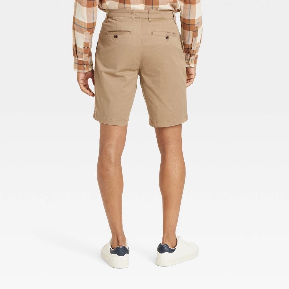 Men's Every Wear 9" Flat Front Chino Shorts - Goodfellow & Co™ Khaki 38: Mid Rise, Stretch, Poplin Twill Product Image