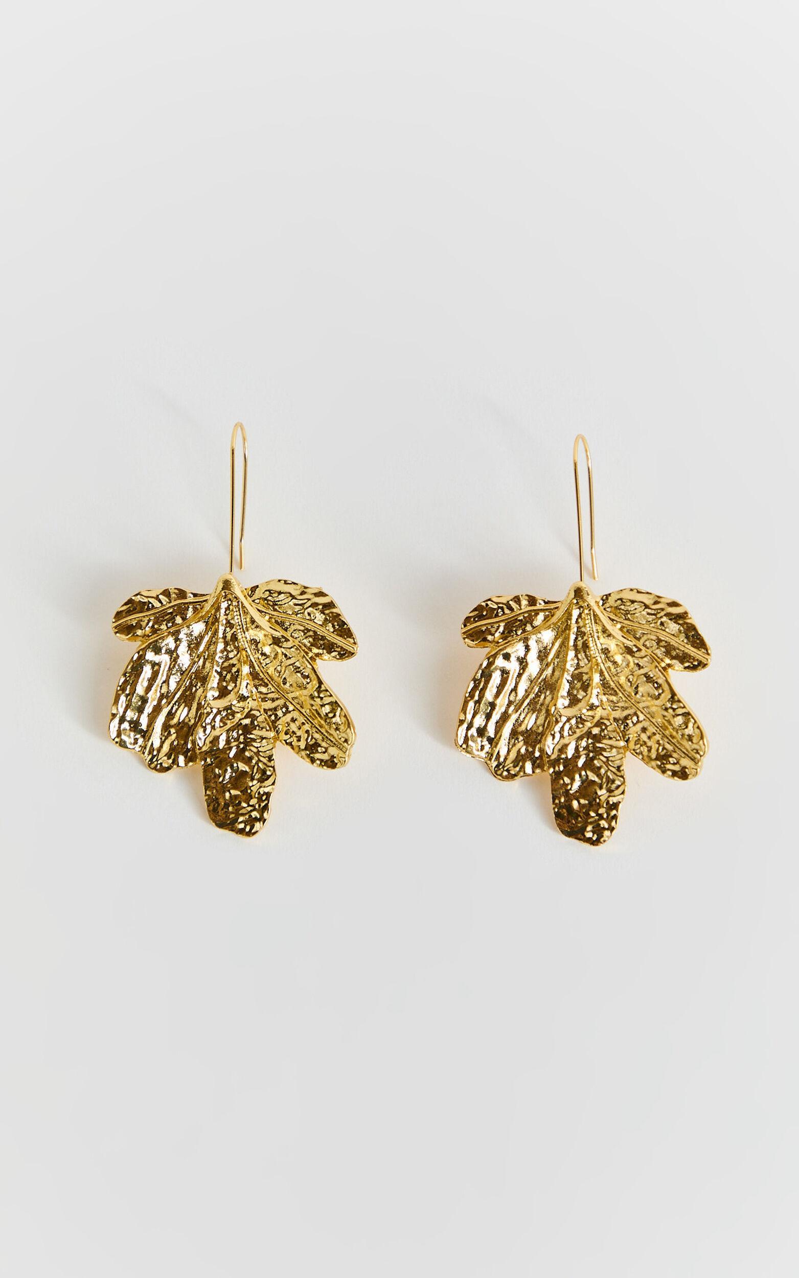 Elise Earrings - Flower Drop Earrings in Gold Product Image