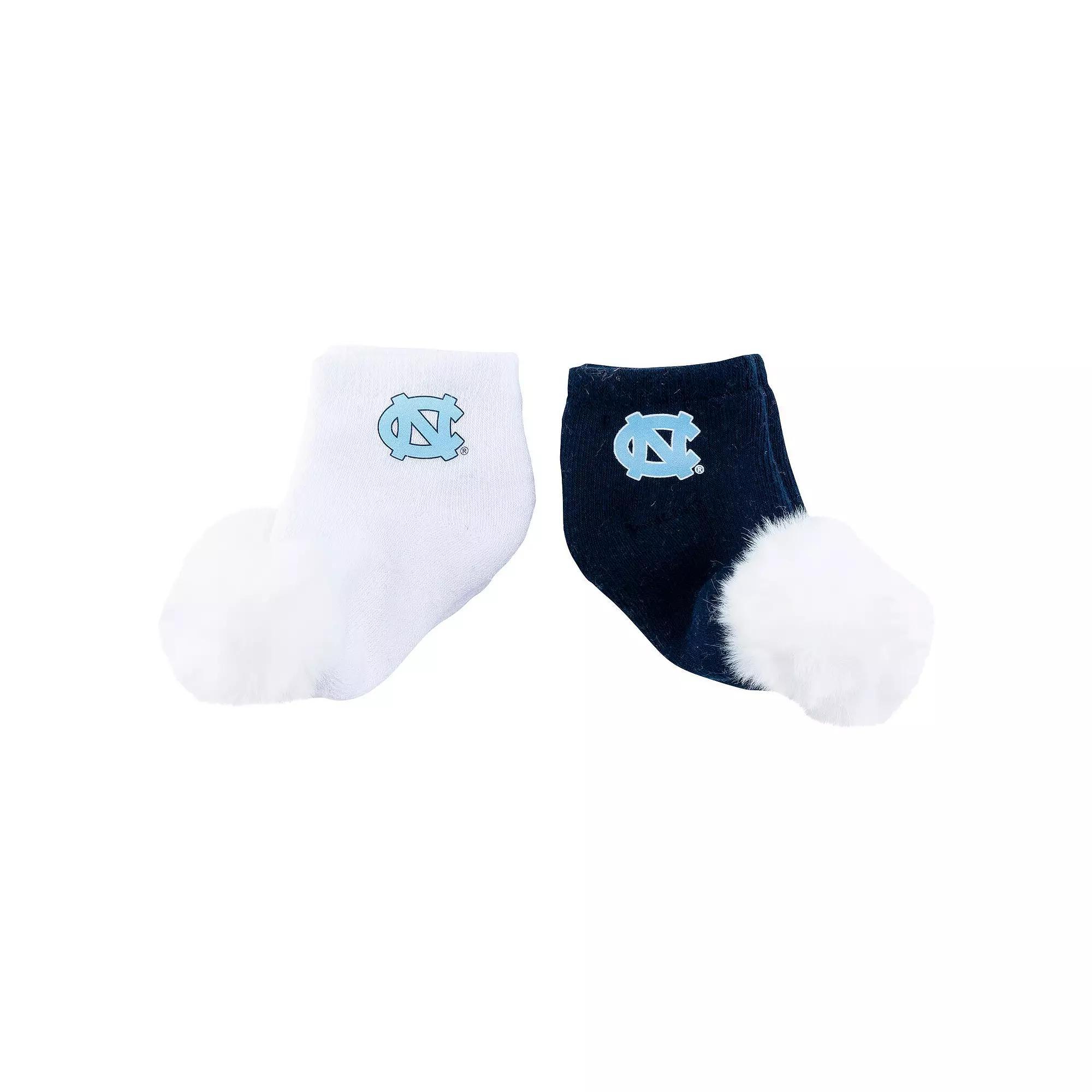 Infant ZooZatz North Carolina Tar Heels Two-Pack Pom Socks, Men's, Blue Product Image