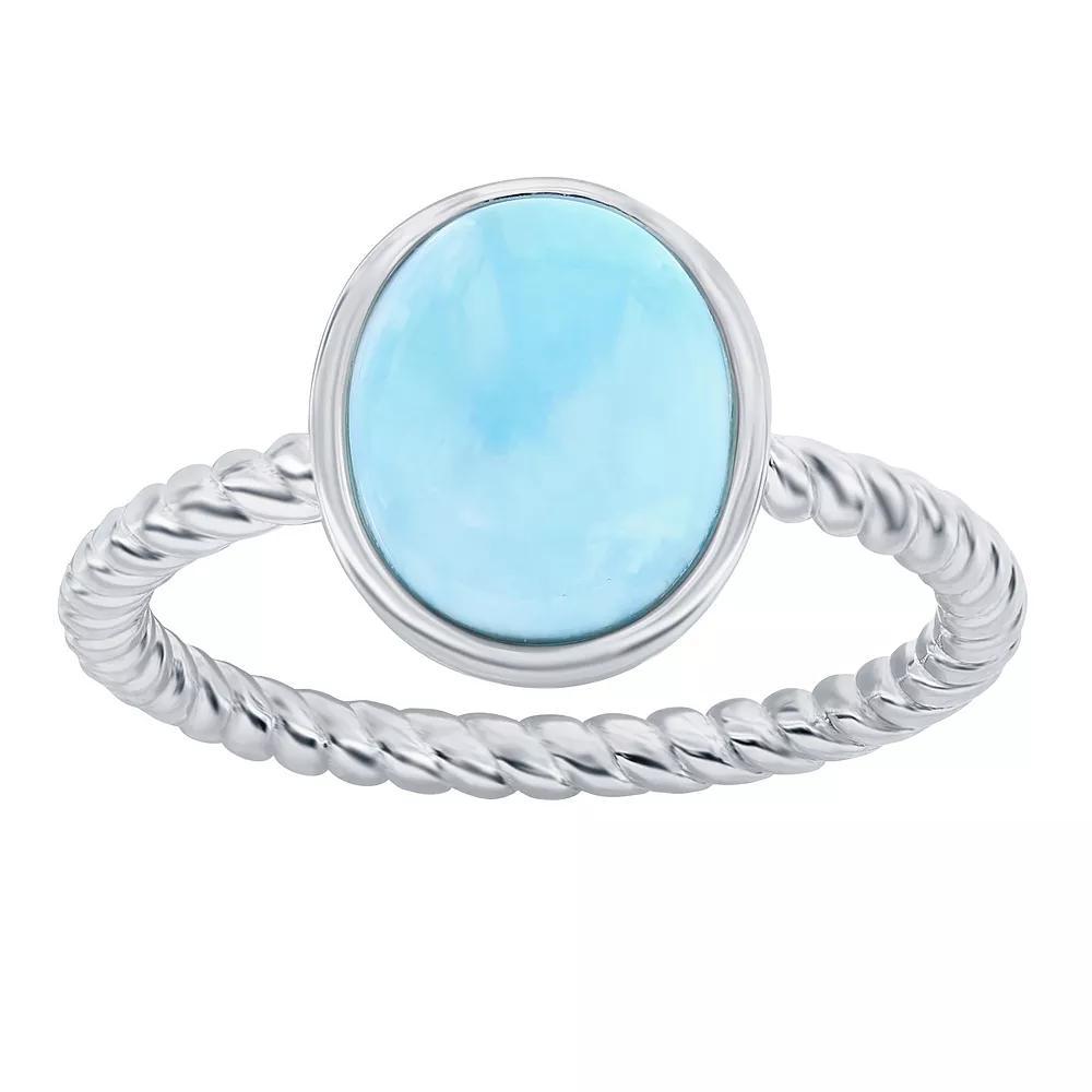 Nautica Rocks Sterling Silver Larimar Rope Band Ring, Women's, Size: 8 Product Image