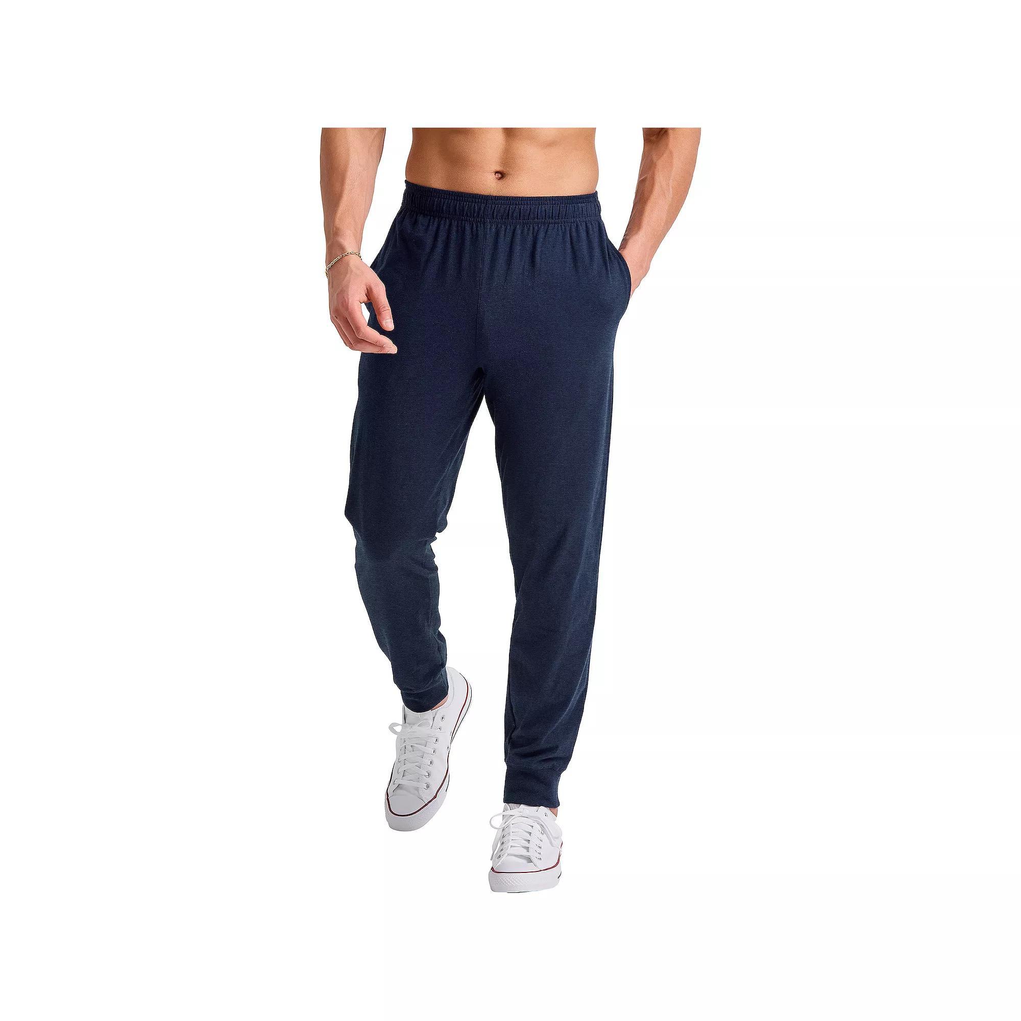 Men's Hanes Originals Tri-blend Jersey Joggers Pants, Size: Small, Athletic Navy Grey Product Image