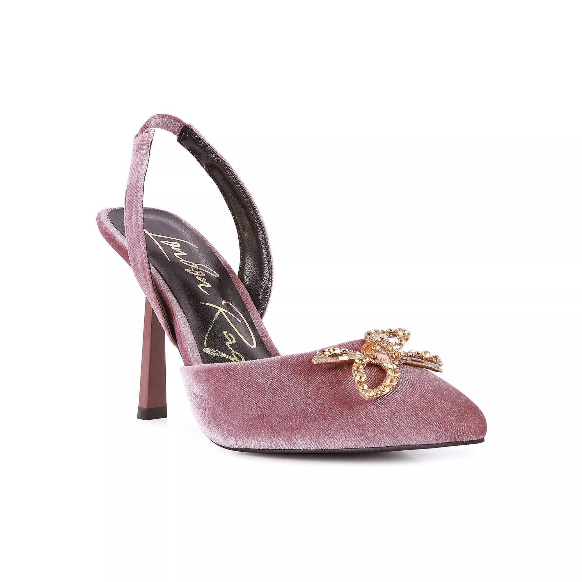 London Rag Firebird Velvet Embellished Slingback Heels, Women's, Size: 5, Purple Product Image