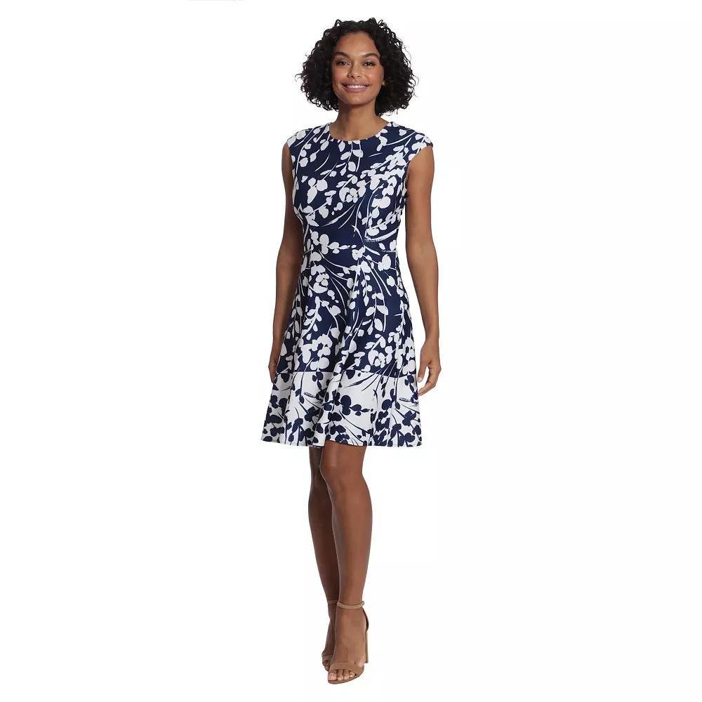 Womens London Times Cap Sleeve Fit & Flare Dress Product Image