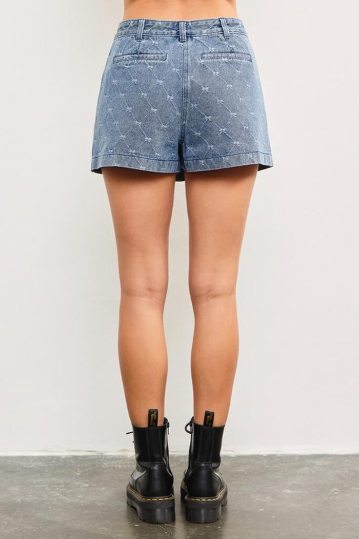 Diamond Ribbon Pattern Denim Skort Product Image