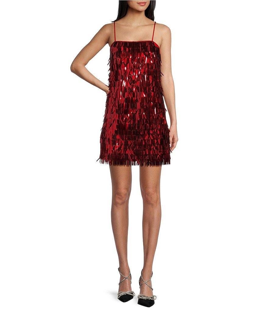 Allison & Kelly Fringe Layered Sequin Fringe Mini Dress Product Image