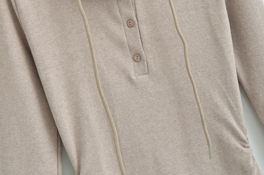 Henley Drawstring Mini A-Line Hoodie Dress Product Image