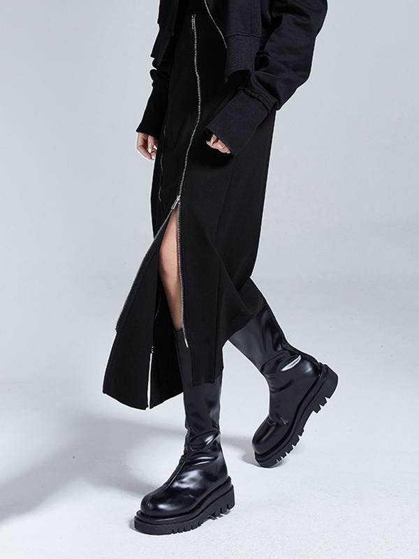 Fashion A-Line Irregularity Zipper Bodycon Skirts Product Image