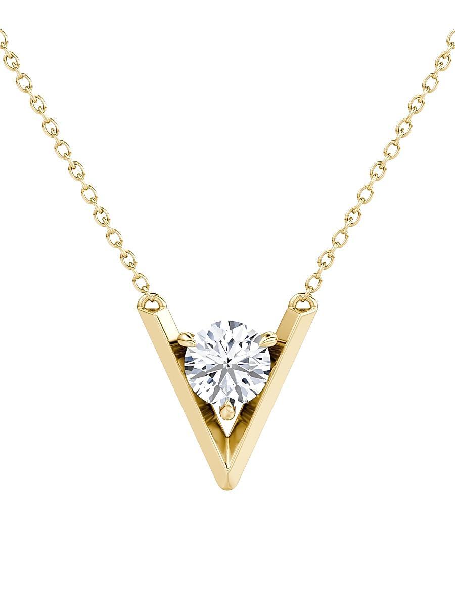 Womens VRAI V 14K Yellow Gold & Lab-Grown Diamond Pendant Necklace Product Image