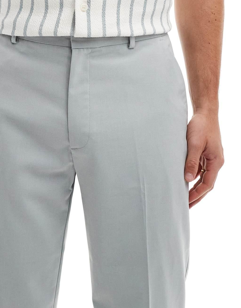 ASOS DESIGN Wedding straight leg dress pants in light gray Product Image